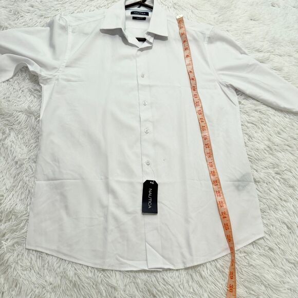 Men Nautica Button Down Long Sleeve Shirt Slim Fit in White Size Medium - Picture 4 of 8